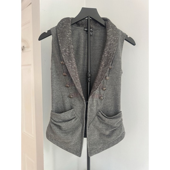 Vtg Y2K Wet Seal Military Style Vest M Goth Emo Grunge Vamp 90s Indie Sleaze - Picture 8 of 8